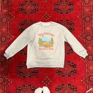 Gray Graphic Sweatshirt with Crew Neck and Ribbed Cuffs